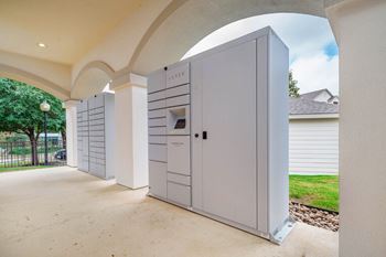 White storage units